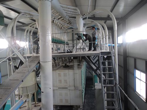 ingenieros trabajando en planta de molturacion de trigo